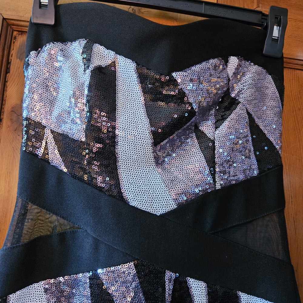 Ruby Rox Strapless Sequin Dress - Black, Silver, … - image 2